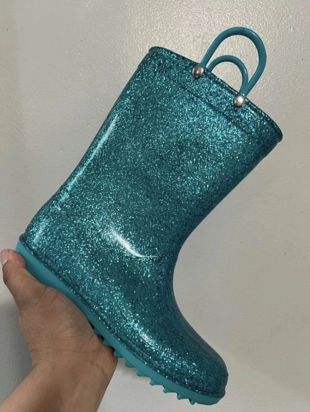 Lily of New York Glitter Rain Boots – Turquoise (Size 1 US)